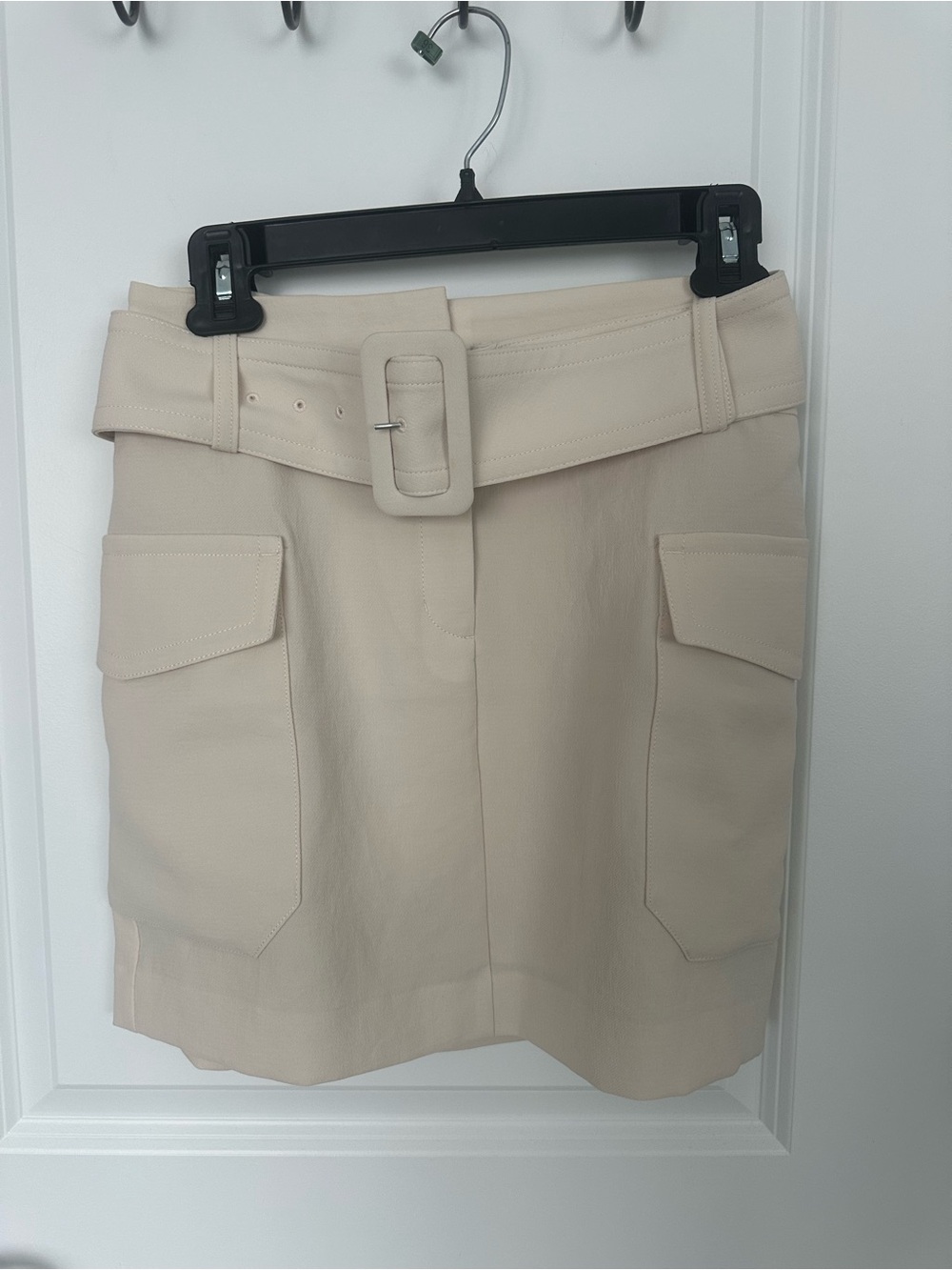 Express Cream Cargo Mini Skirt with Wide Belt